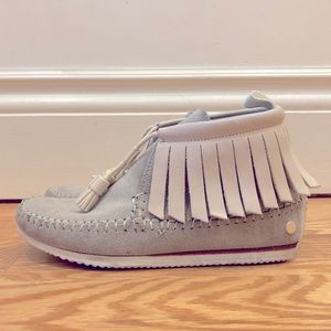 RAG & BONE NEW YORK GHITA GRAY SUEDE MOCCASIN ANKLE BOOTIES WOMEN'S SIZE 5 35